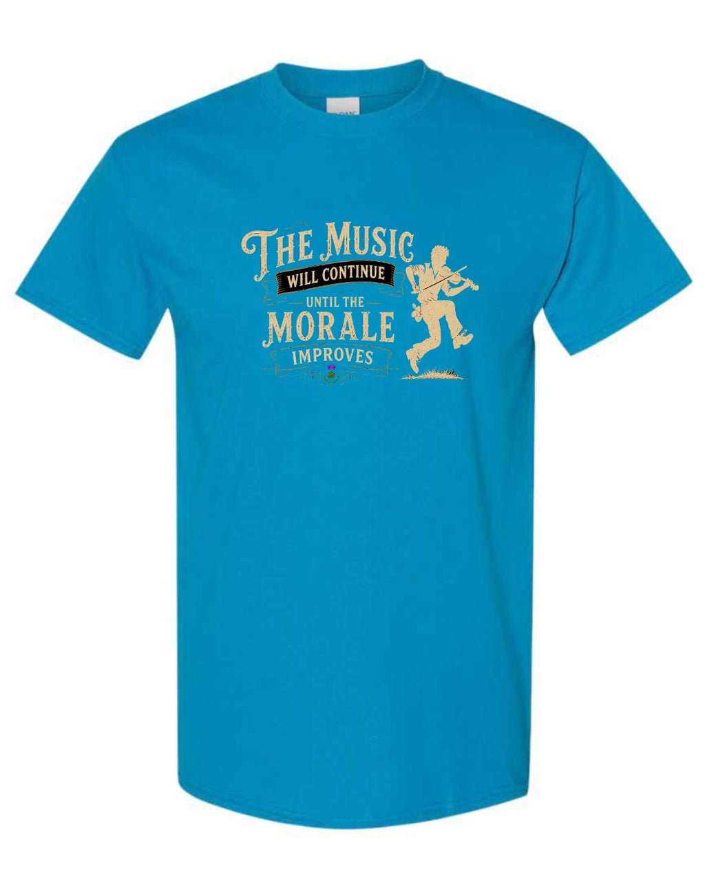 Muisic Will Continue Fiddle Men's Tee in Sapphire
