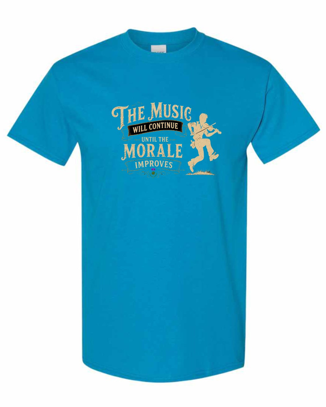Muisic Will Continue Fiddle Men's Tee in Sapphire