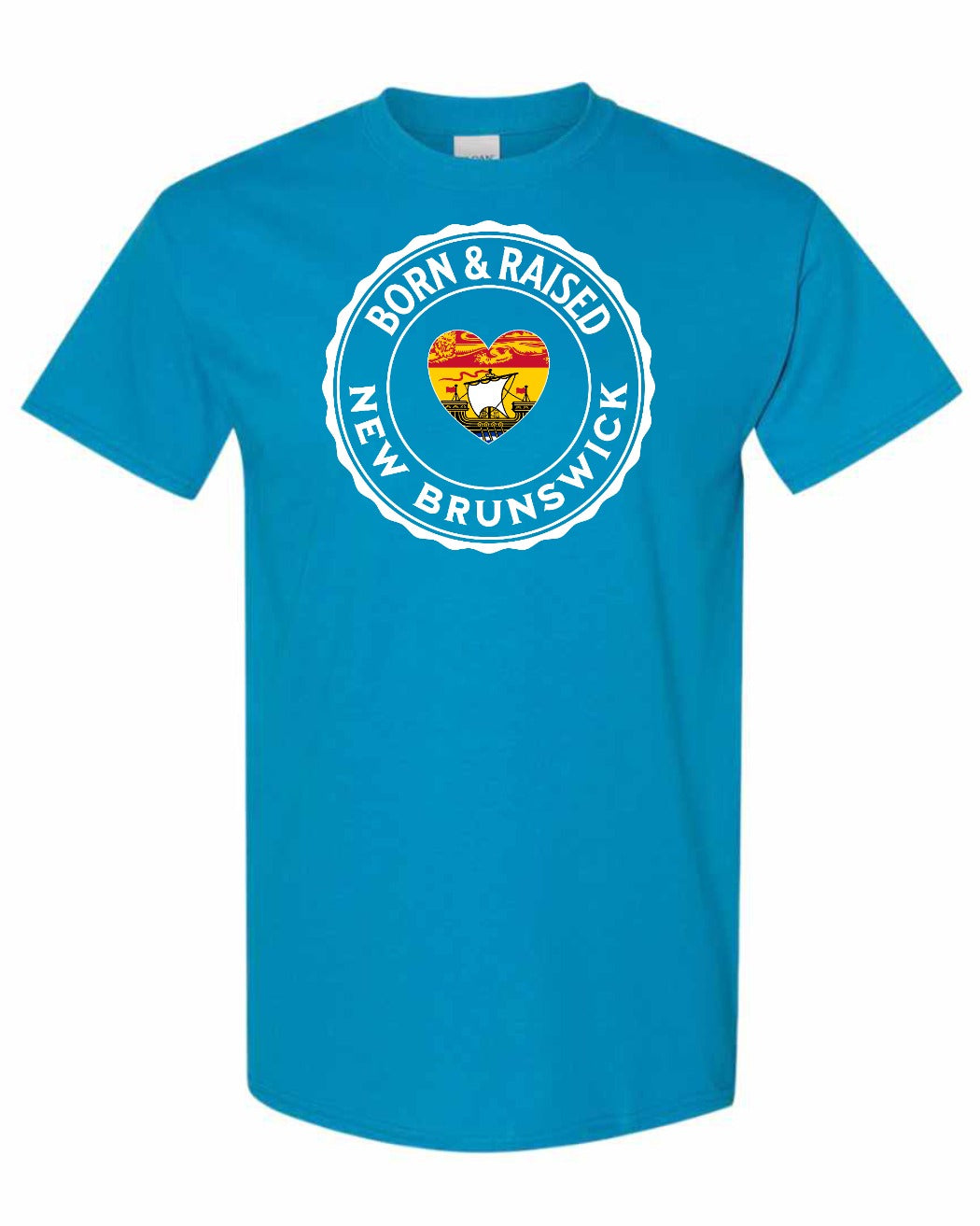 Born and Raised Nb Heart Flag 1 Men's Tee in Sapphire
