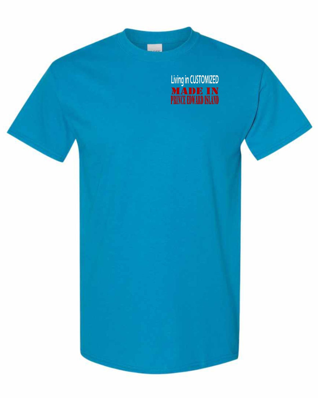 Living in Customized Made in PEI Left Chest Men's Tee