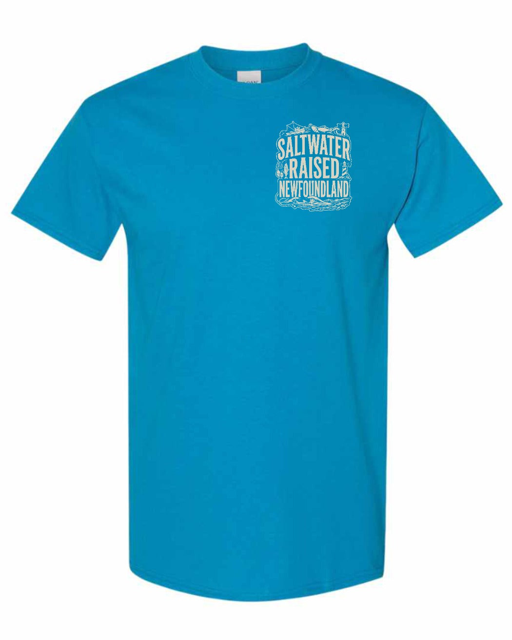 NFLD Saltwater Raised Folk Left Chest Men's Tee