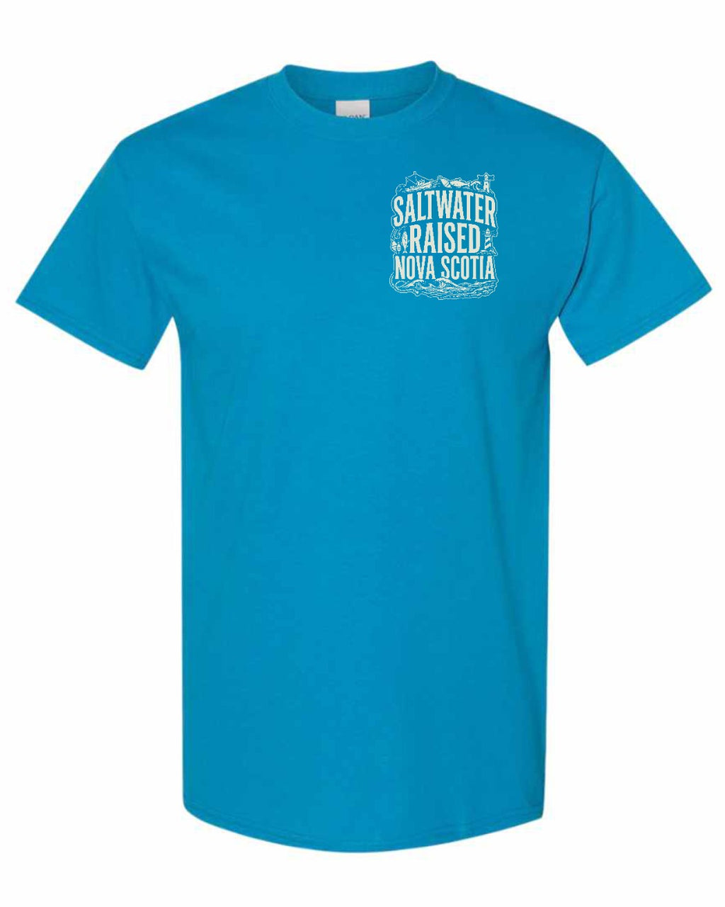 Saltwater Raised NS Folk Left Chest Men's Tee