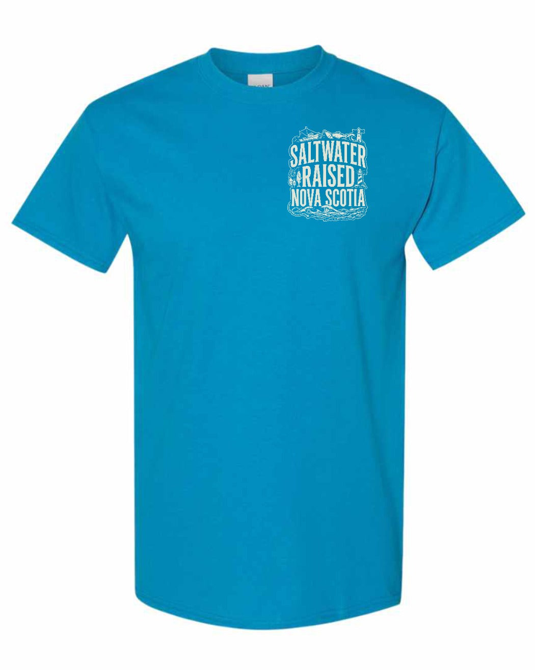 Saltwater Raised NS Folk Left Chest Men's Tee