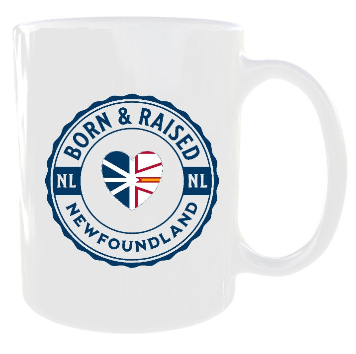 Born & Raised Heart Flag NFLD Mug