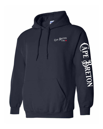 Cape Breton Girl Red Heart Left chest and Sleeve Pullover Hoodie