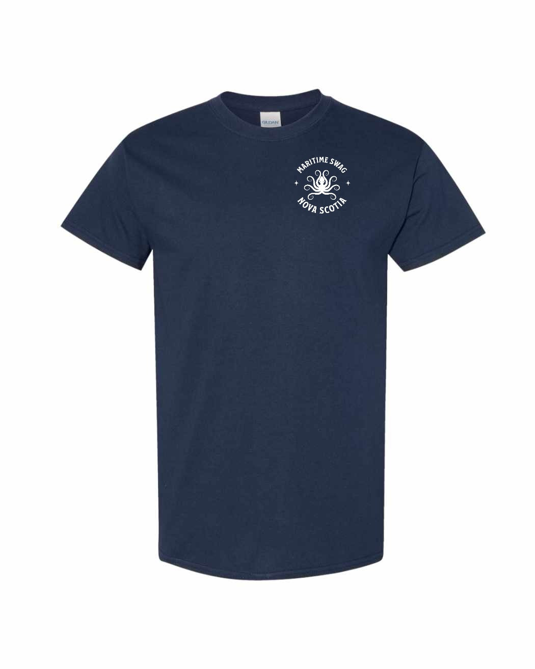 Maritime Swag Nova Scotia Octopus Left Chest and Back mens-tee