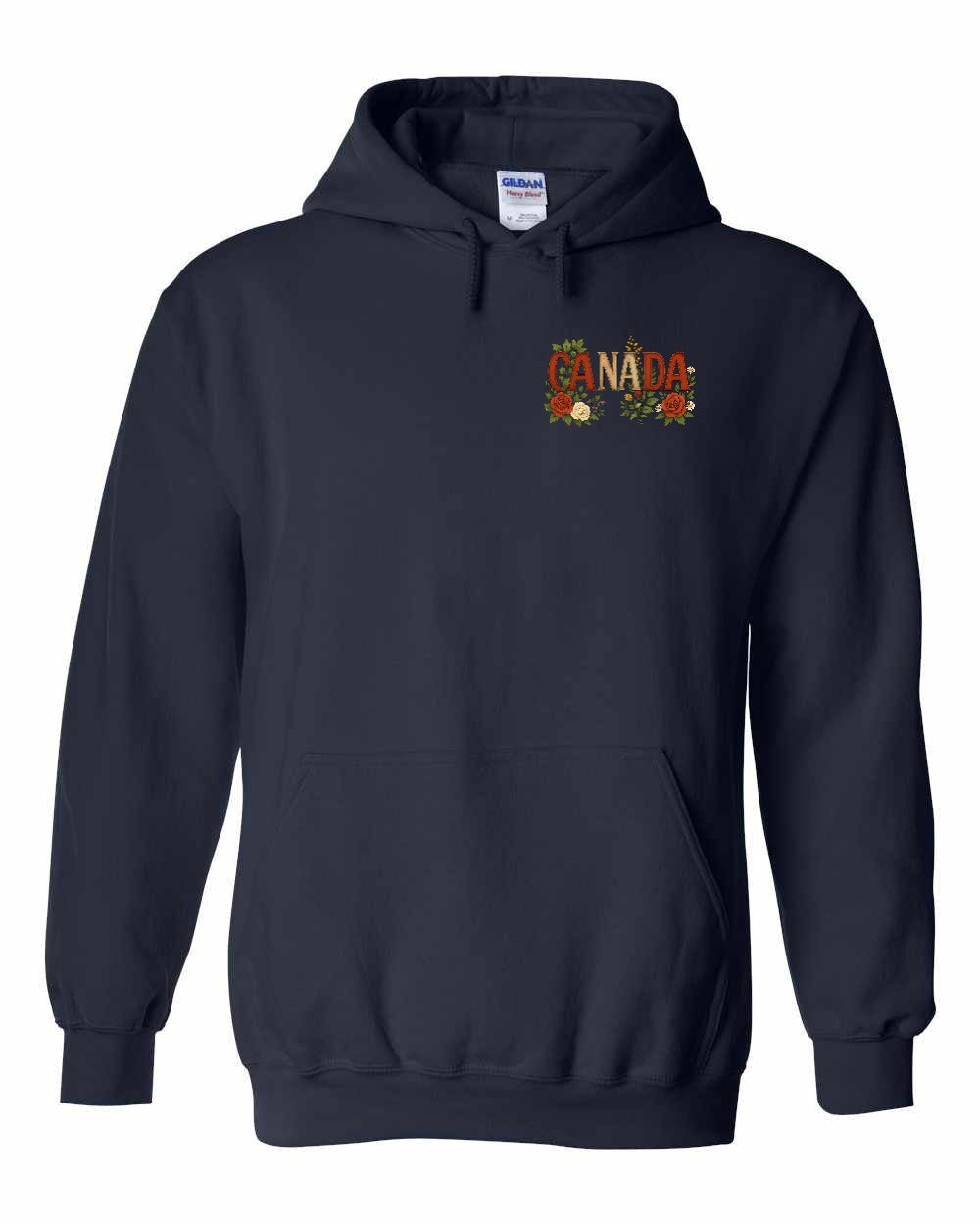 Canada Flowers Left Chest and Back Pullover Hoodie - Gildan Canada (sewn Internationally) - Unisex