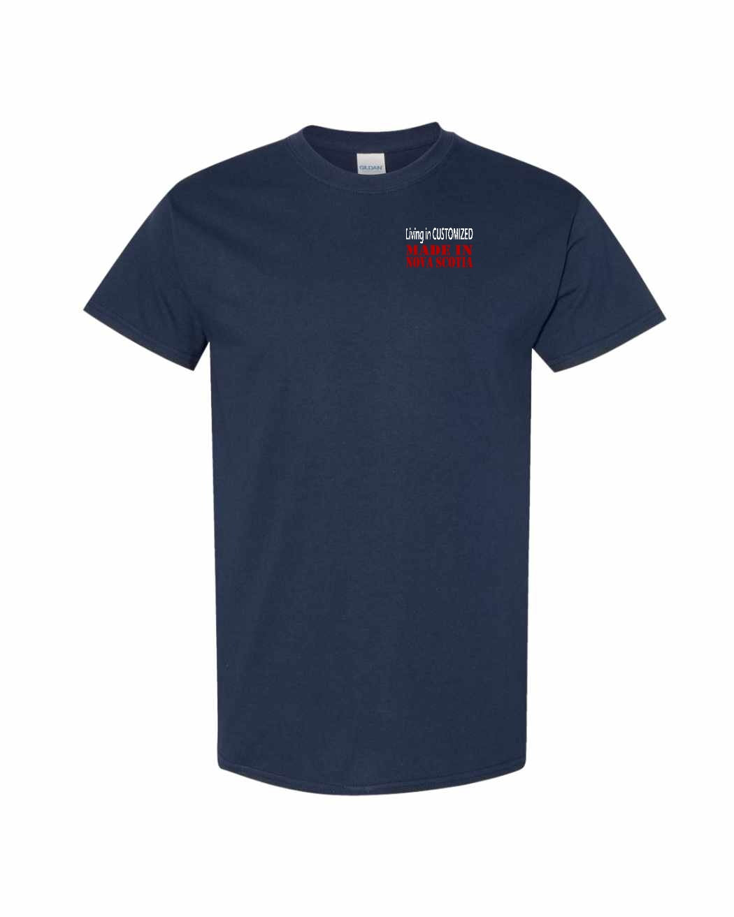 Living in Custom Made in Nova Scotia Left Chest and Back mens-tee