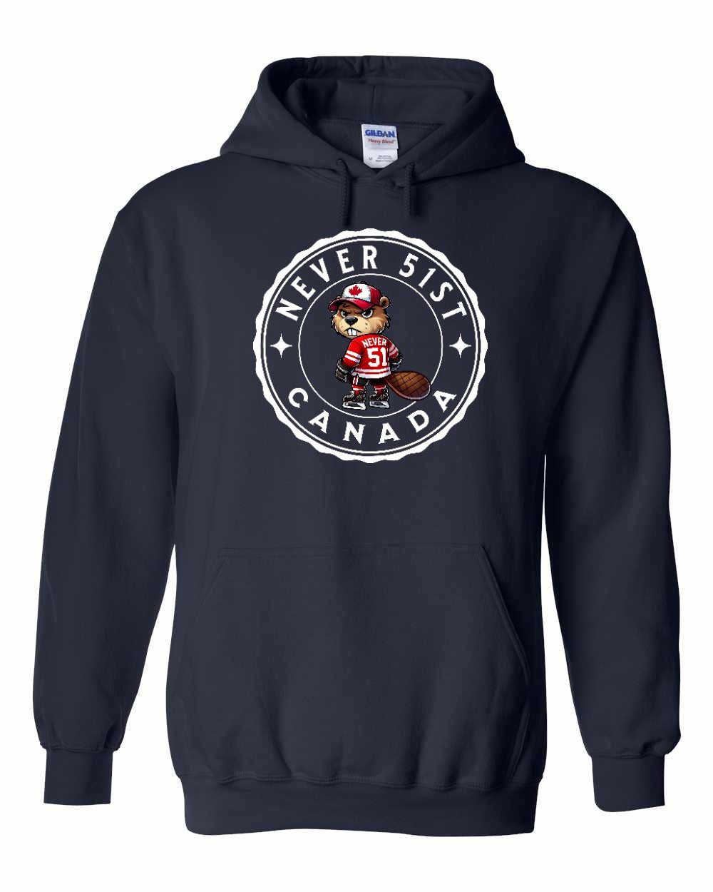 Never 51st Beaver Pullover Hoodie - Gildan Canada (sewn Internationally) - Unisex