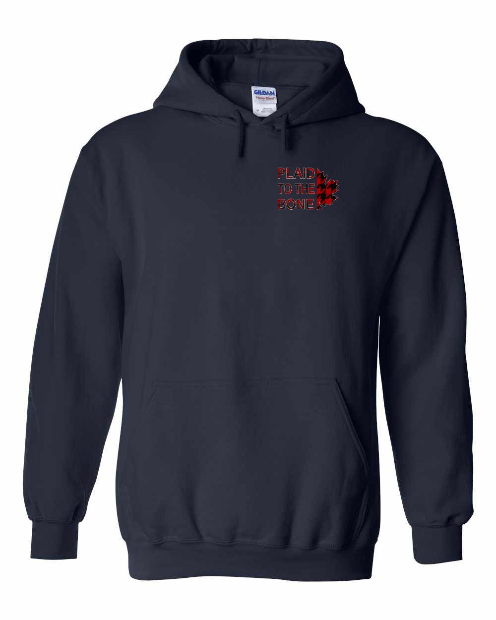 Plaid to the Bone Stacked Leaf Left Chest and Back Pullover Hoodie - Gildan Canada (sewn Internationally) - Unisex
