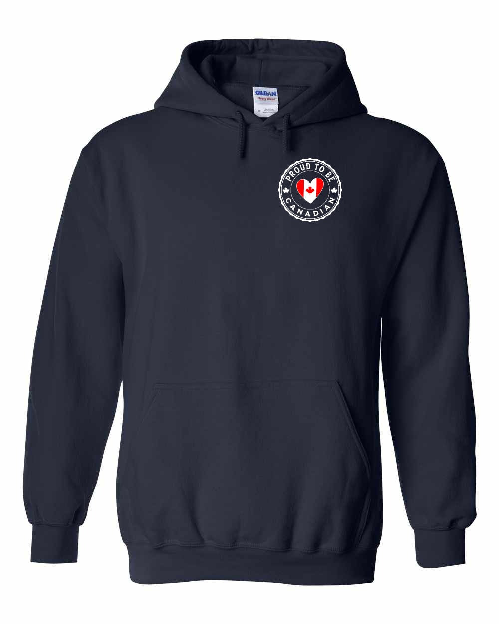 Proud to be Canadian Heart Flag Left Chest Pullover Hoodie - Gildan Canada (sewn Internationally) - Unisex