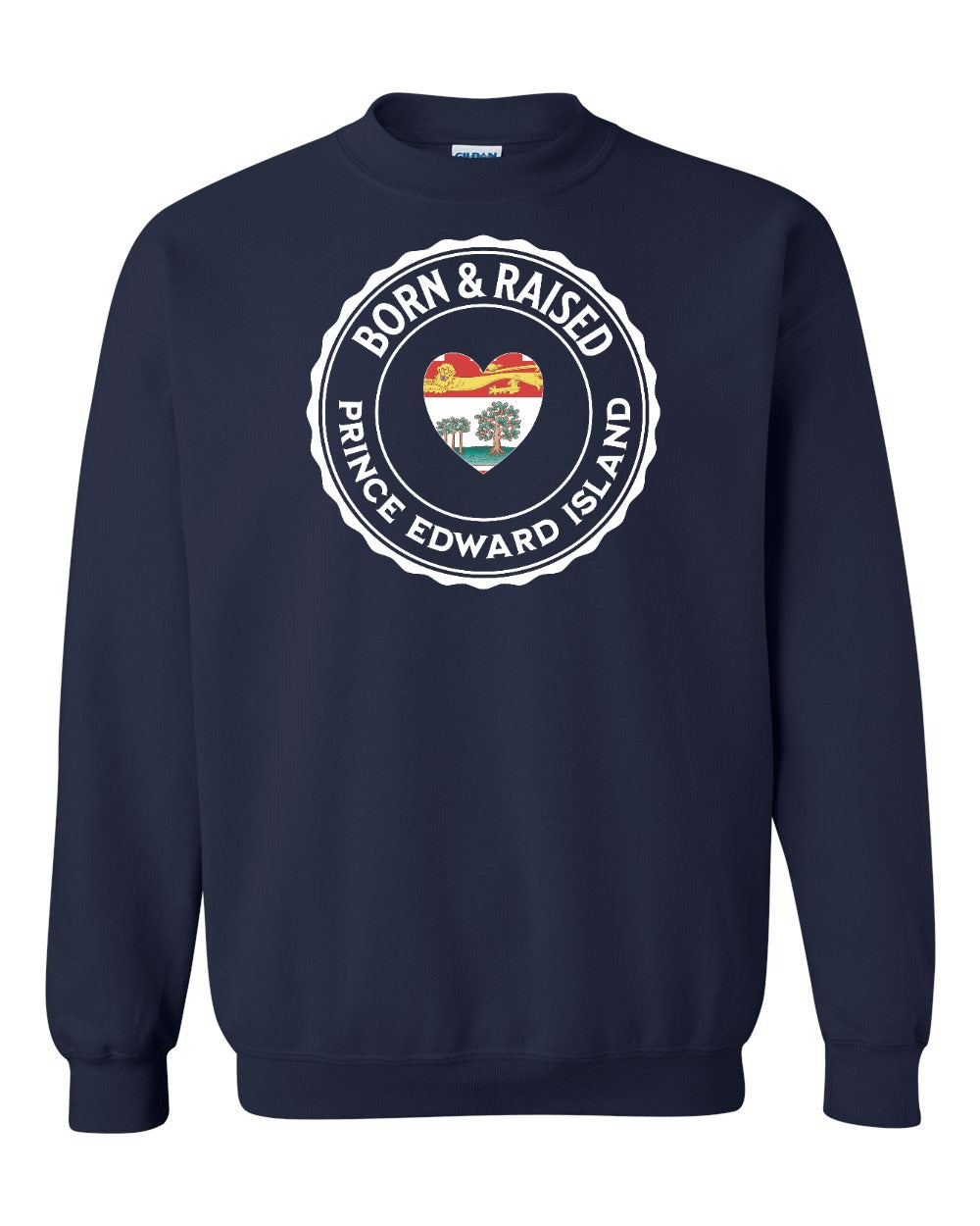 Born and Raised PEI Heart Flag Crewneck Sweatshirt - Unisex