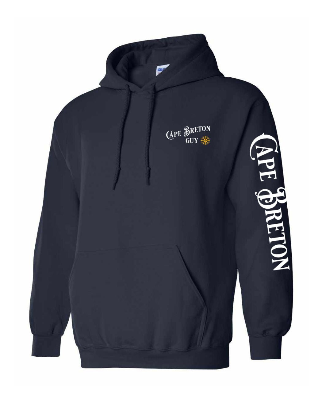 Cape Breton Guy Yellow Compass Left chest and Sleeve Pullover Hoodie