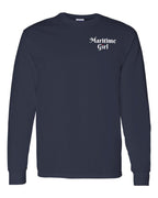 Maritime Girl Heart Dot Left Chest & Back Long Sleeve Tee - Unisex