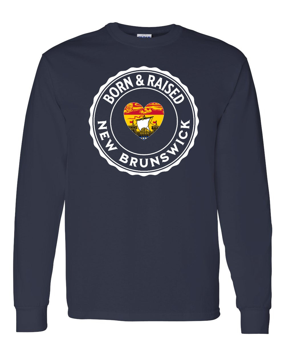 Born and Raised NB Heart Flag Long Sleeve Tee - Unisex