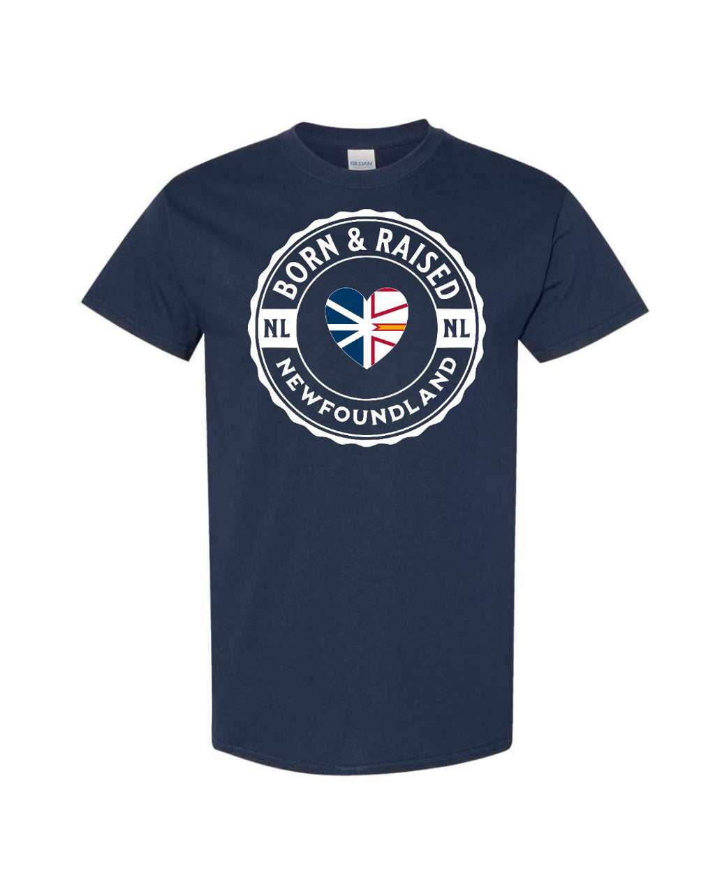 Born and Raised NFLD Heart Flag Men's Tee