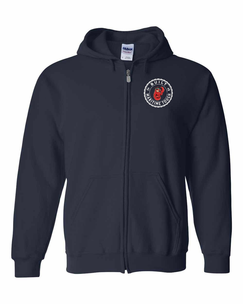 Built Maritime Tough Lobster Left Chest & Back Zip Hoodie - Unisex