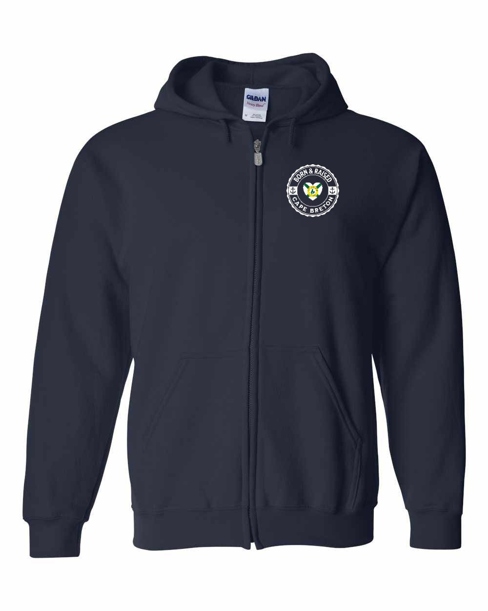 Born and Raised CB Heart Flag Left Chest & Back Zip Hoodie - Unisex