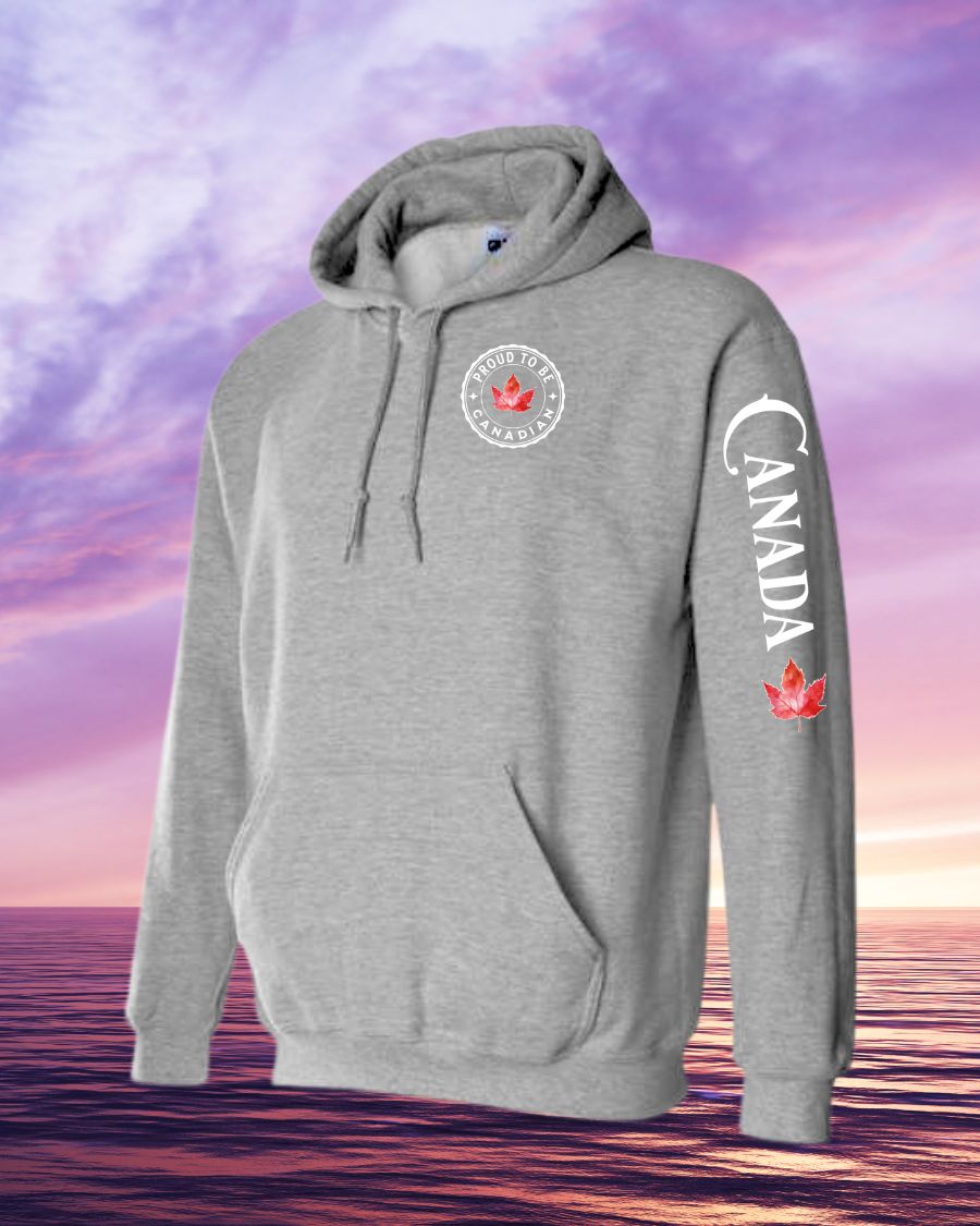 Proud to be Canadian leaf left chest and sleeve hoodie