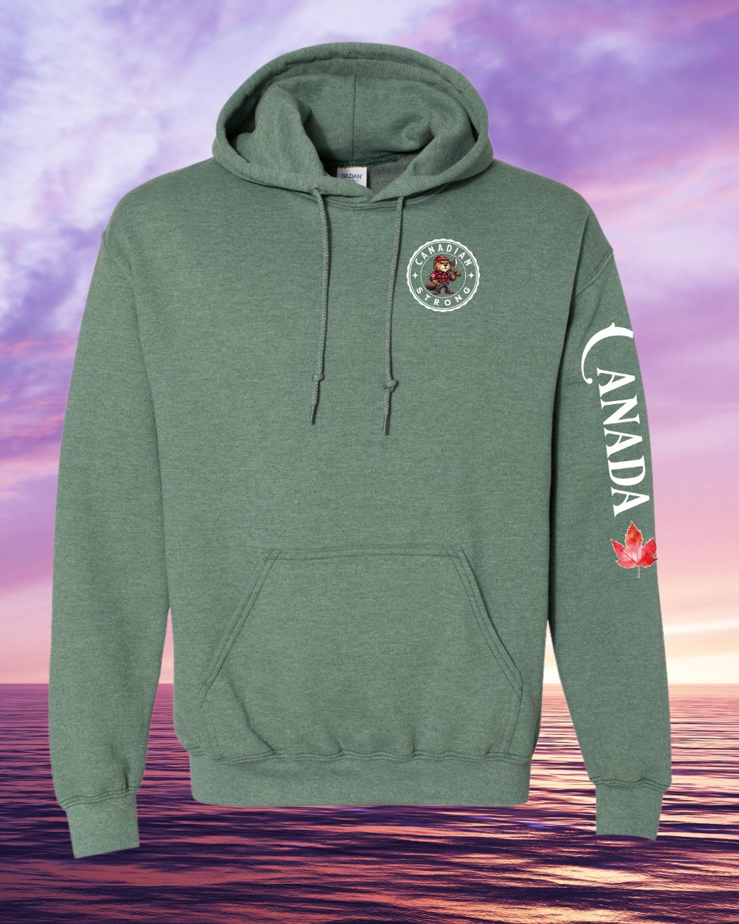 Canadian Strong Beaver Left Chest and Sleeve hoodie
