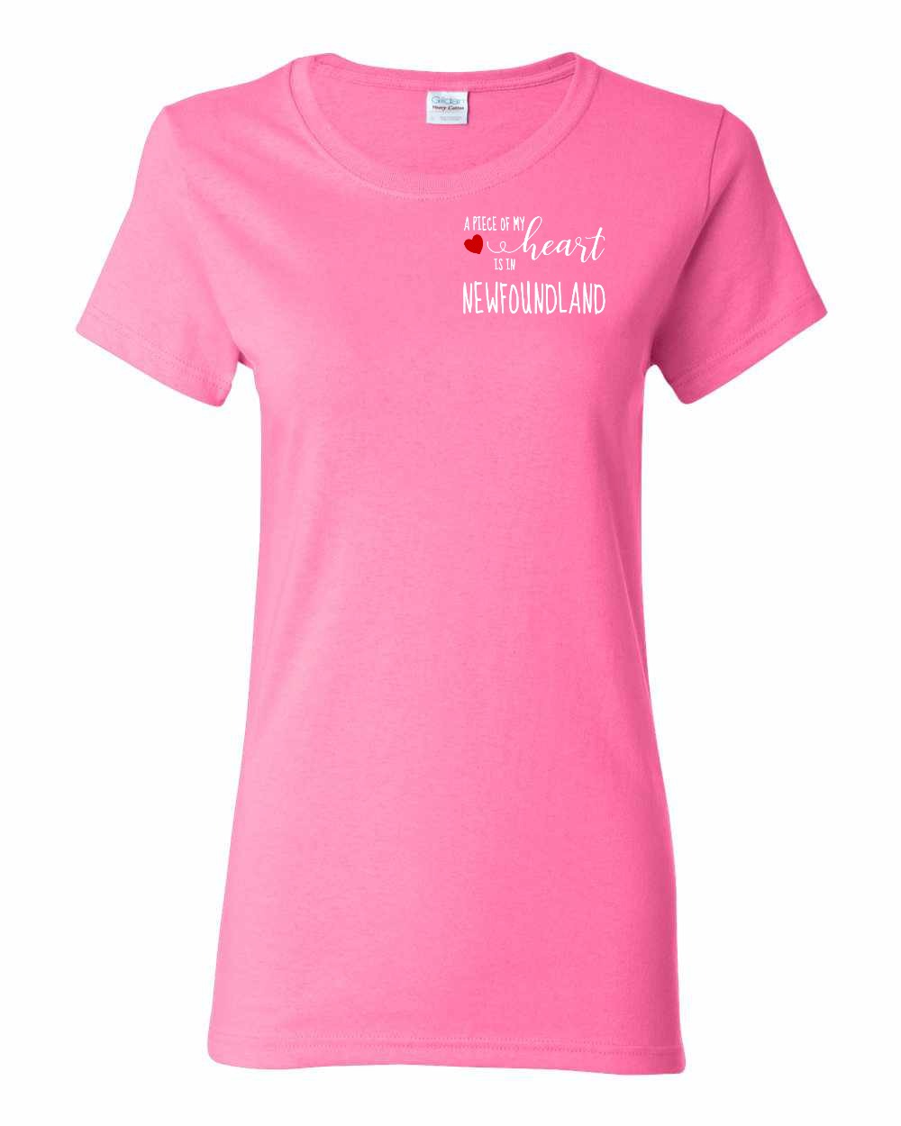 A piece of My heart in NFLD (Red Heart) Left Chest and Back Women's Tee