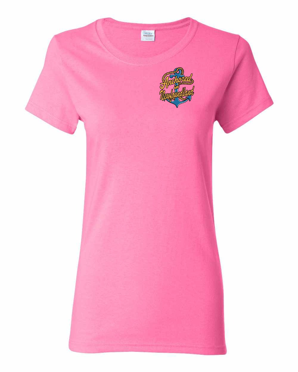 Anchored in NFLD (New Design) Left Chest Women's Tee