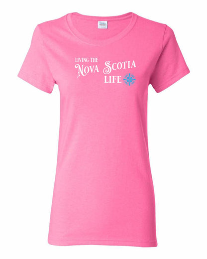 Living the Nova Scotia Life blue Full womens-tee