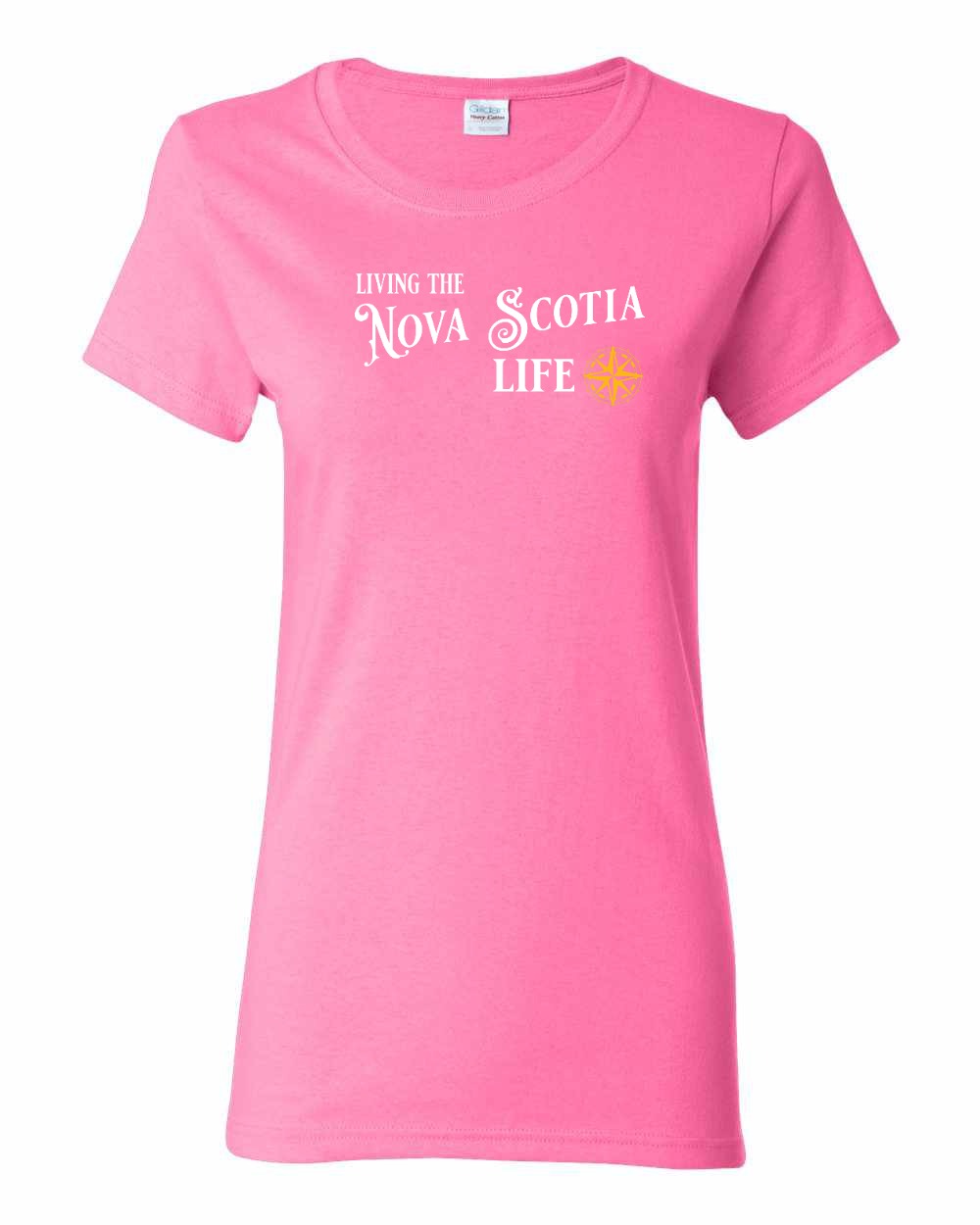 Living the Nova Scotia Life yellow Full womens-tee