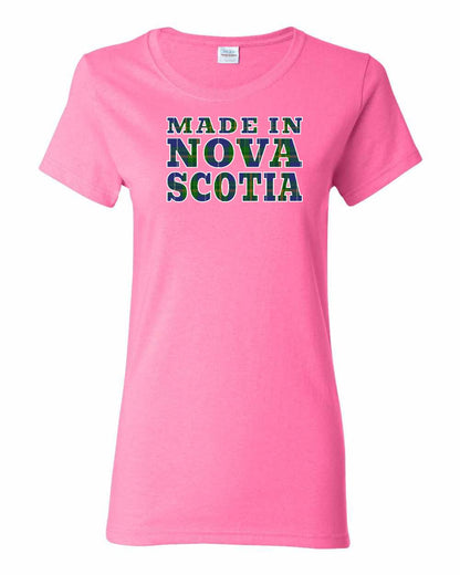 Made In Nova Scotia ( Tartan Lettering) Full womens-tee