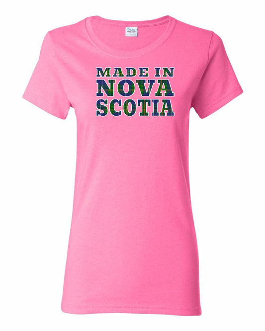 Made In Nova Scotia ( Tartan Lettering) Full womens-tee