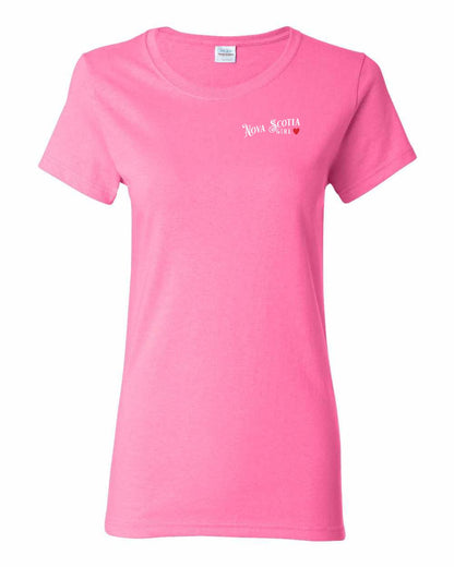 Nova Scotia Girl Red Heart Left Chest womens-tee