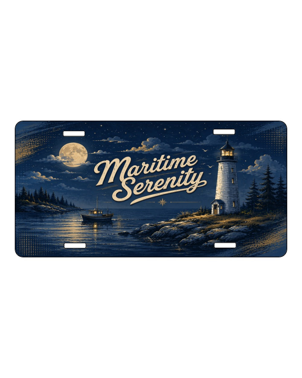 Maritime Serenity Night License Plate