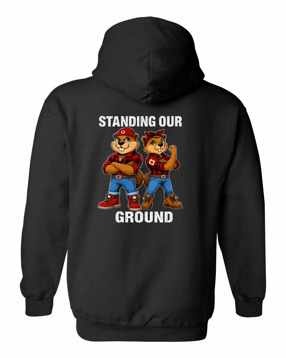 Standing Our Ground Left Chest and Back Pullover Hoodie in Black - back