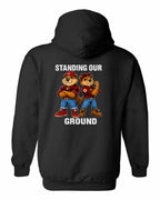 Standing Our Ground Left Chest and Back Pullover Hoodie in Black - back