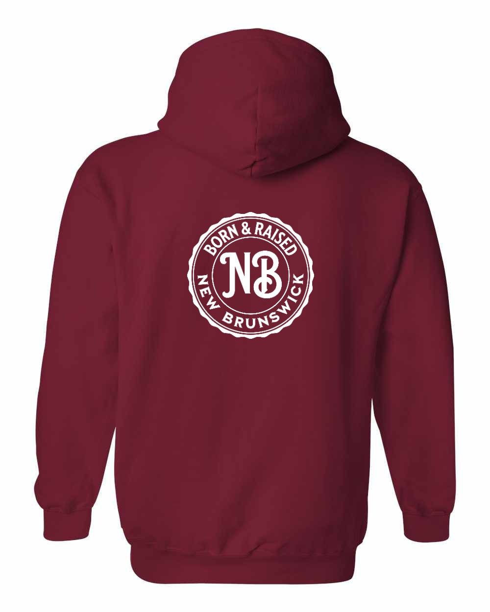 Born & Raised in NB Pullover Hoodie Left Chest and Back - Unisex
