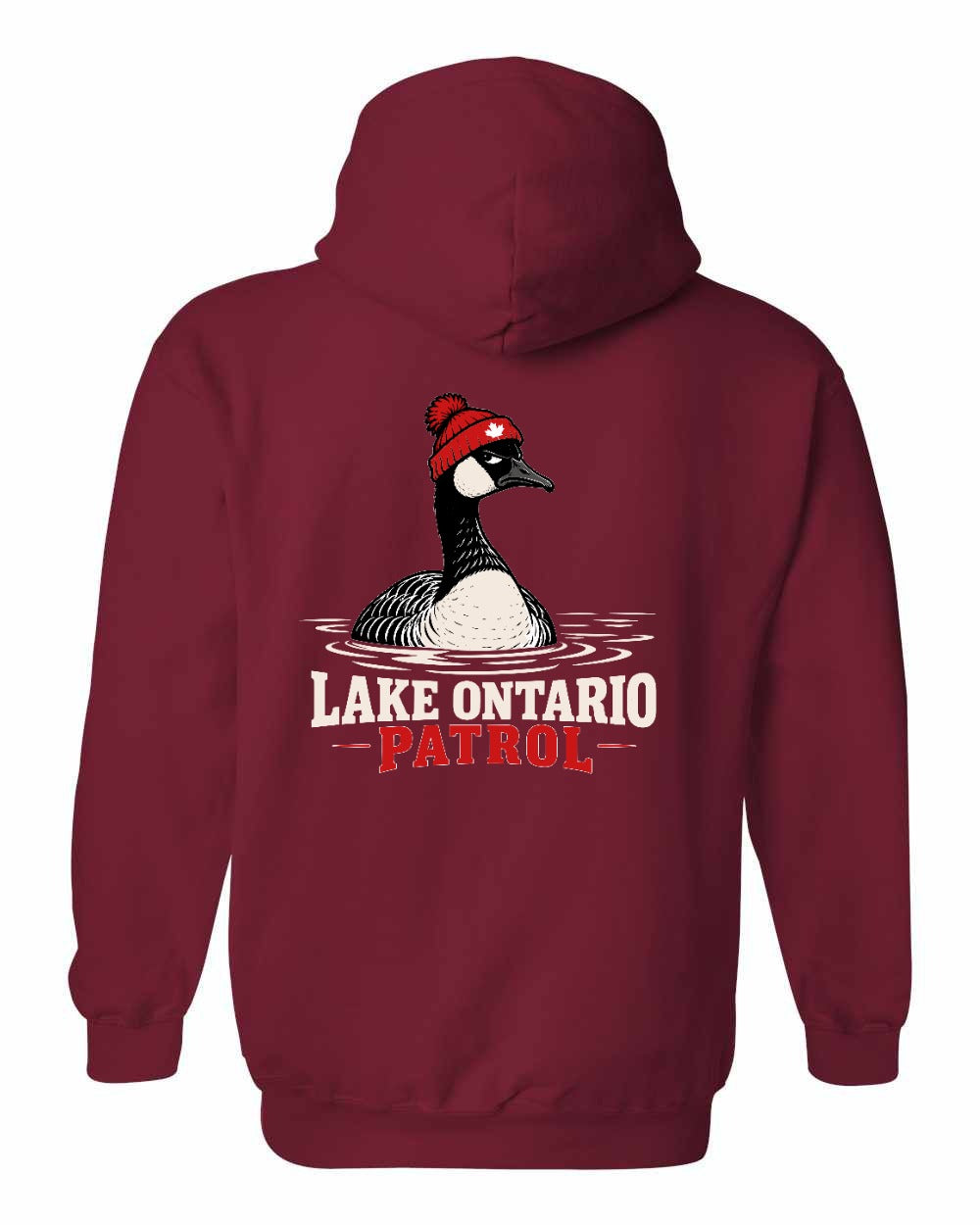 Lake Patrol Left Chest and Back Pullover Hoodie in Cardinal Red - back