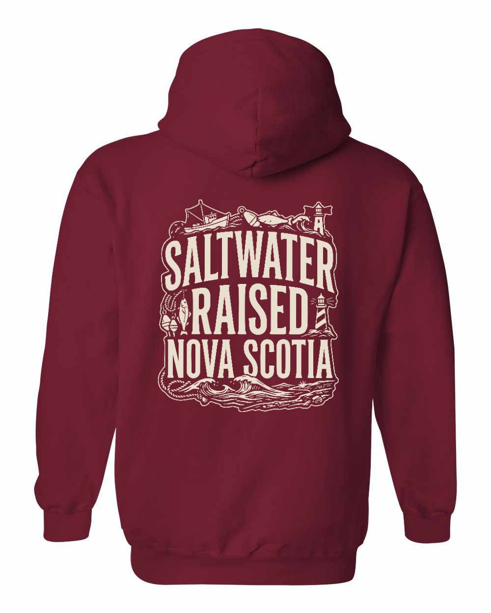 Saltwater Raised NS Folk Left Chest and Back Pullover Hoodie - Unisex