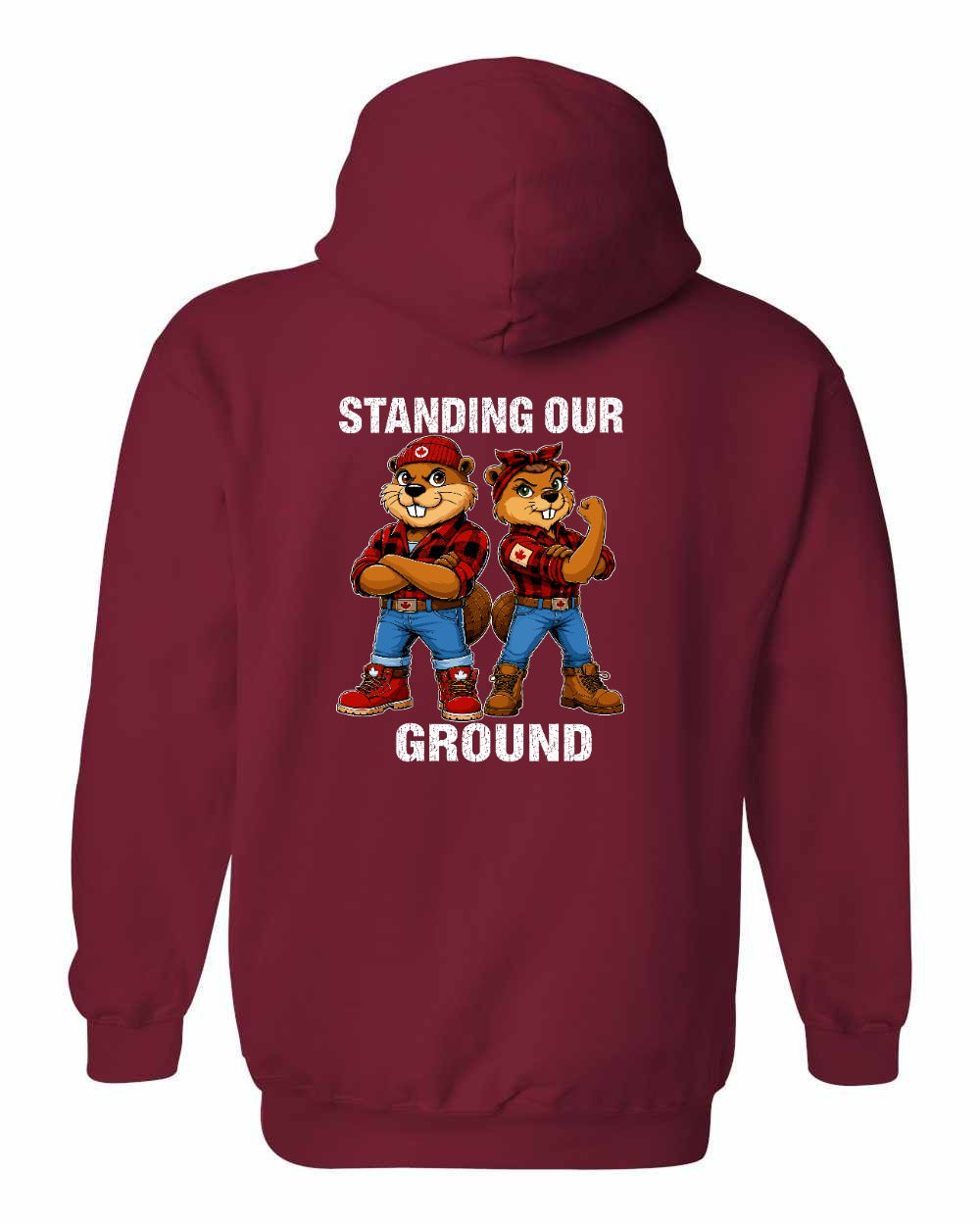 Standing Our Ground Left Chest and Back Pullover Hoodie in Cardinal Red - back