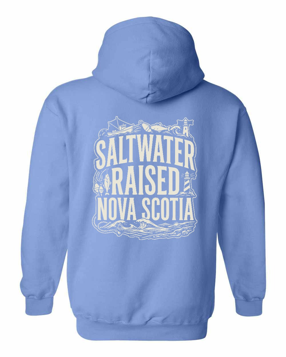 Saltwater Raised NS Folk Left Chest and Back Pullover Hoodie - Unisex