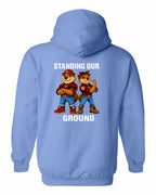 Standing Our Ground Left Chest and Back Pullover Hoodie in Carolina Blue - back