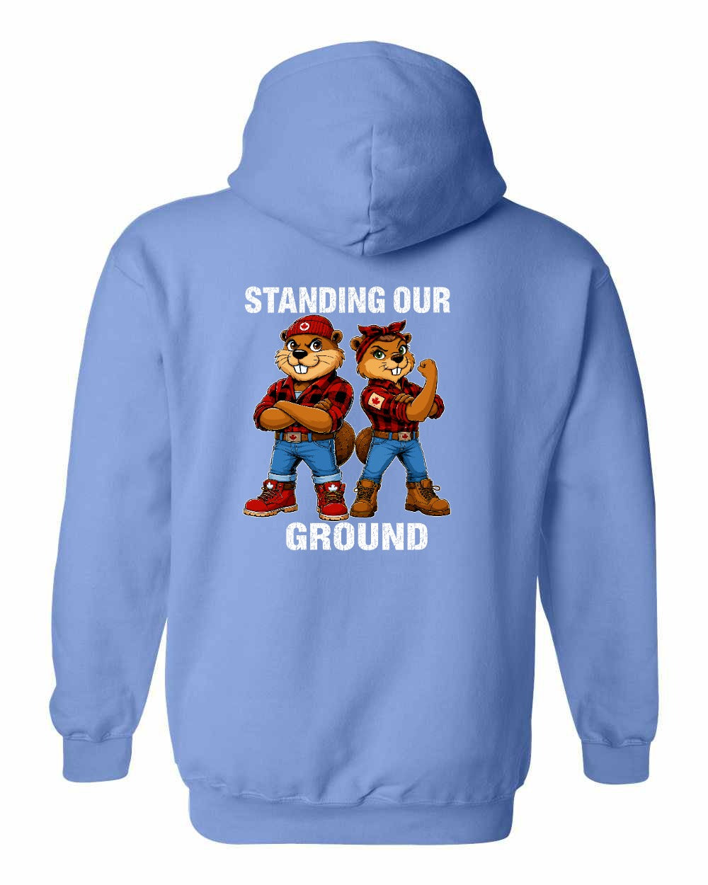 Standing Our Ground Left Chest and Back Pullover Hoodie in Carolina Blue - back
