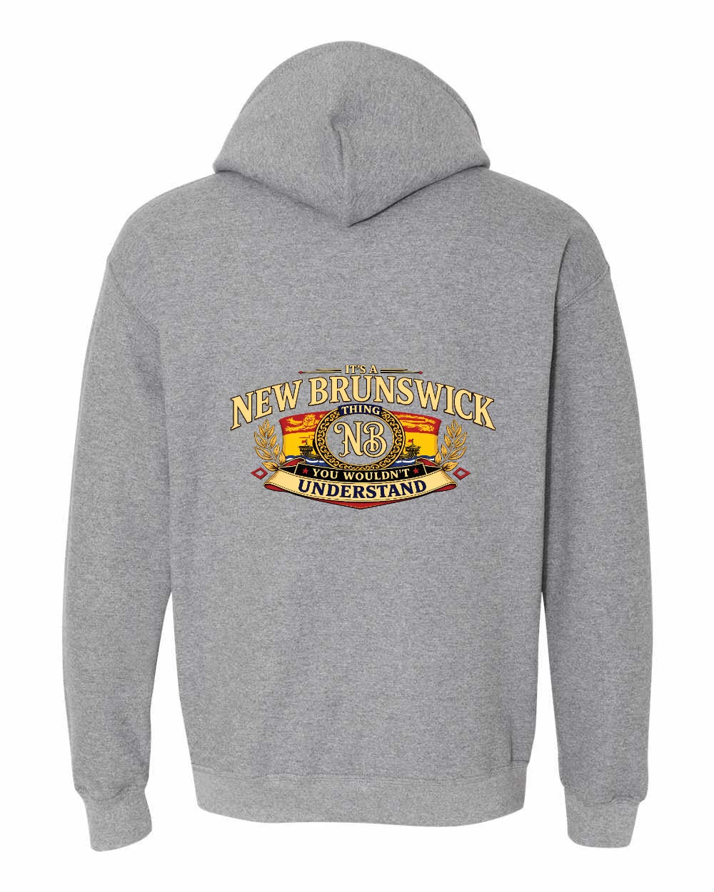 Nb Understand Left Chest and Back Pullover Hoodie in Graphite Heather - back