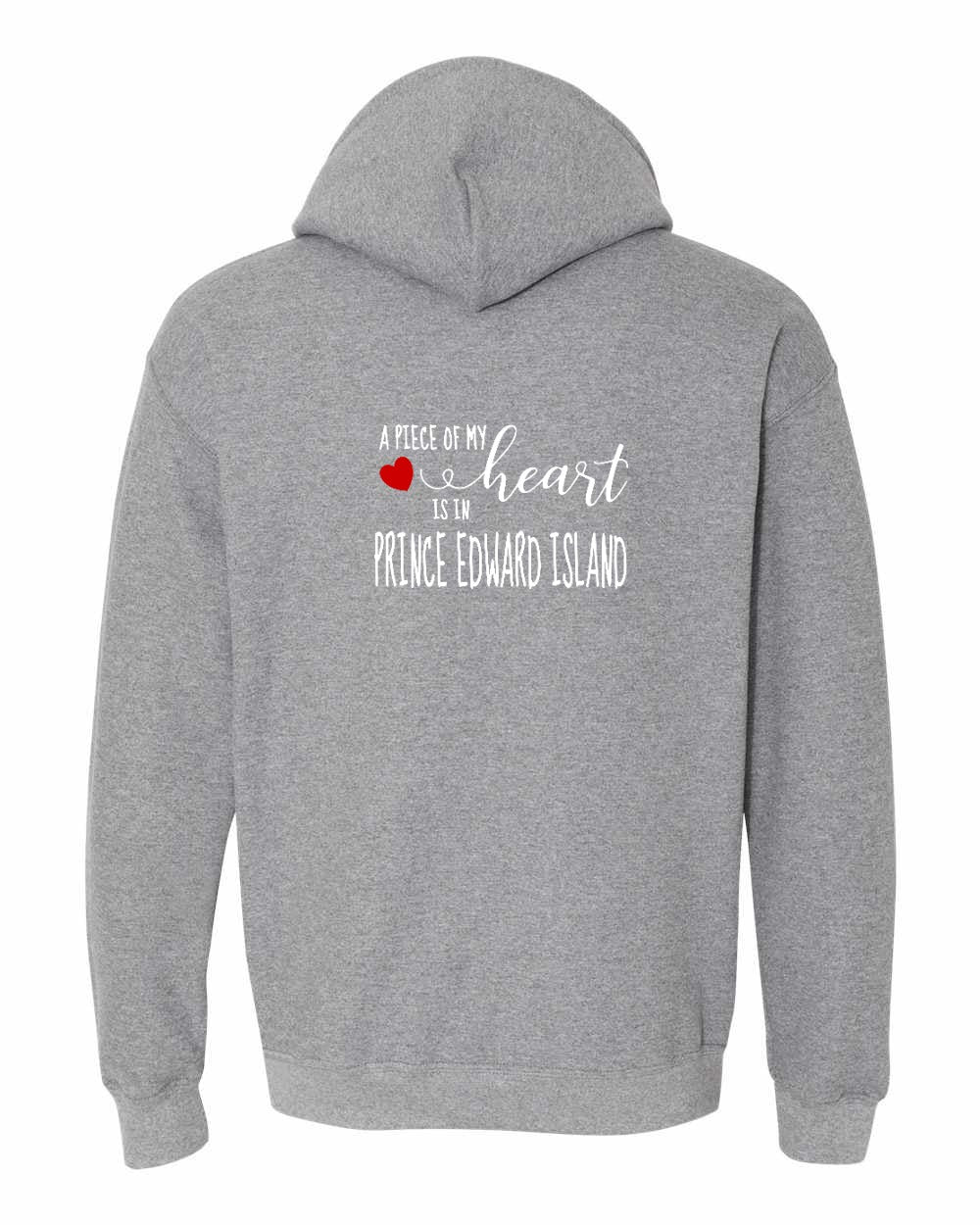 A piece of my Heart PEI red heart Left Chest and Back Pullover Hoodie - Unisex