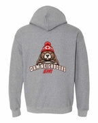 Dam Neighbours Left Chest and Back Pullover Hoodie in Graphite Heather - back