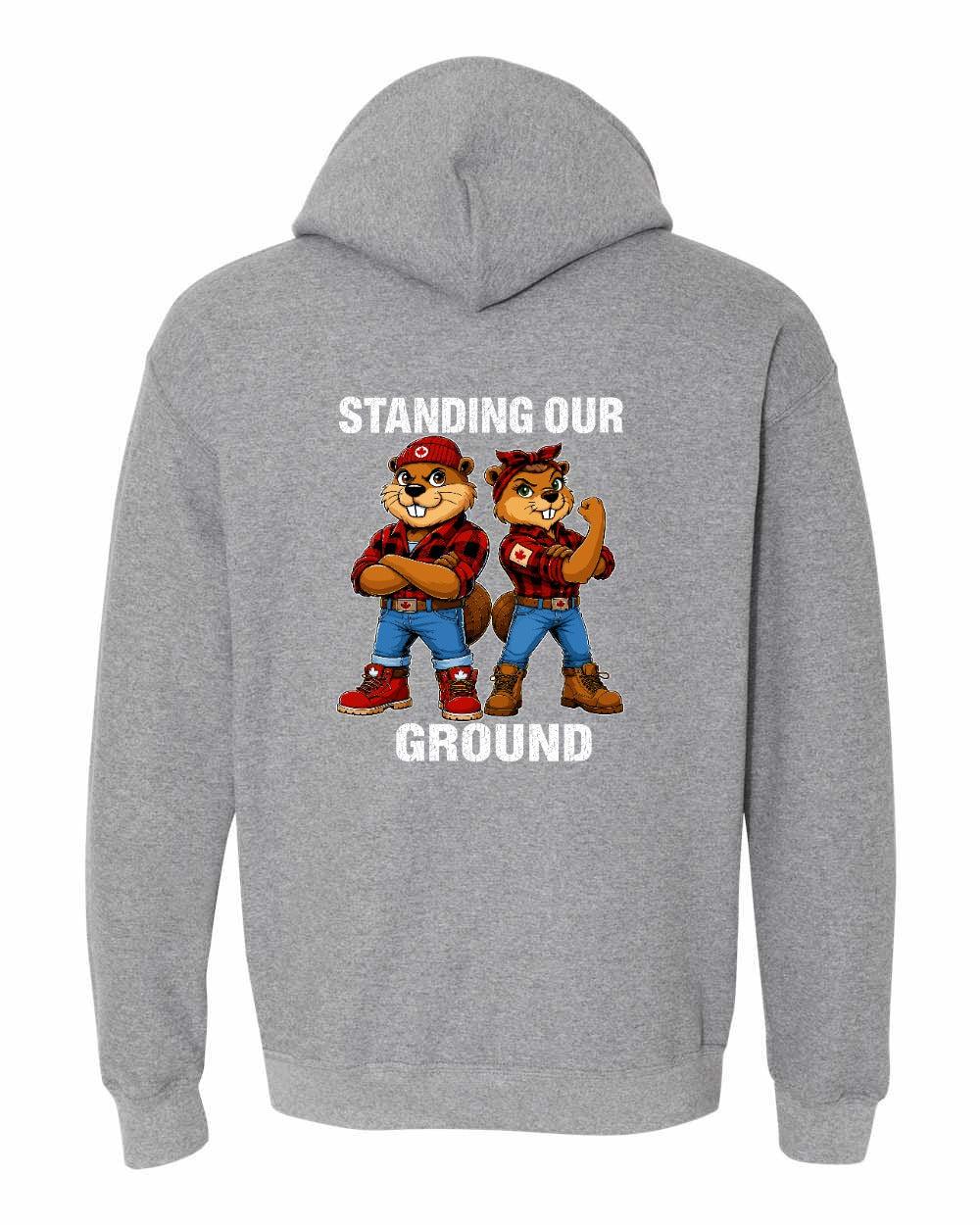 Standing Our Ground Left Chest and Back Pullover Hoodie in Graphite Heather - back