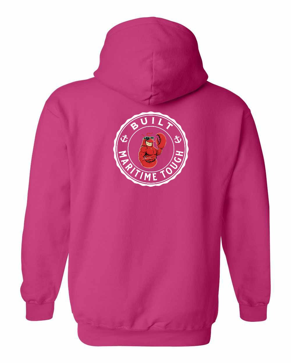 Built Maritime Tough Lobster Left Chest & Back Pullover Hoodie - Unisex