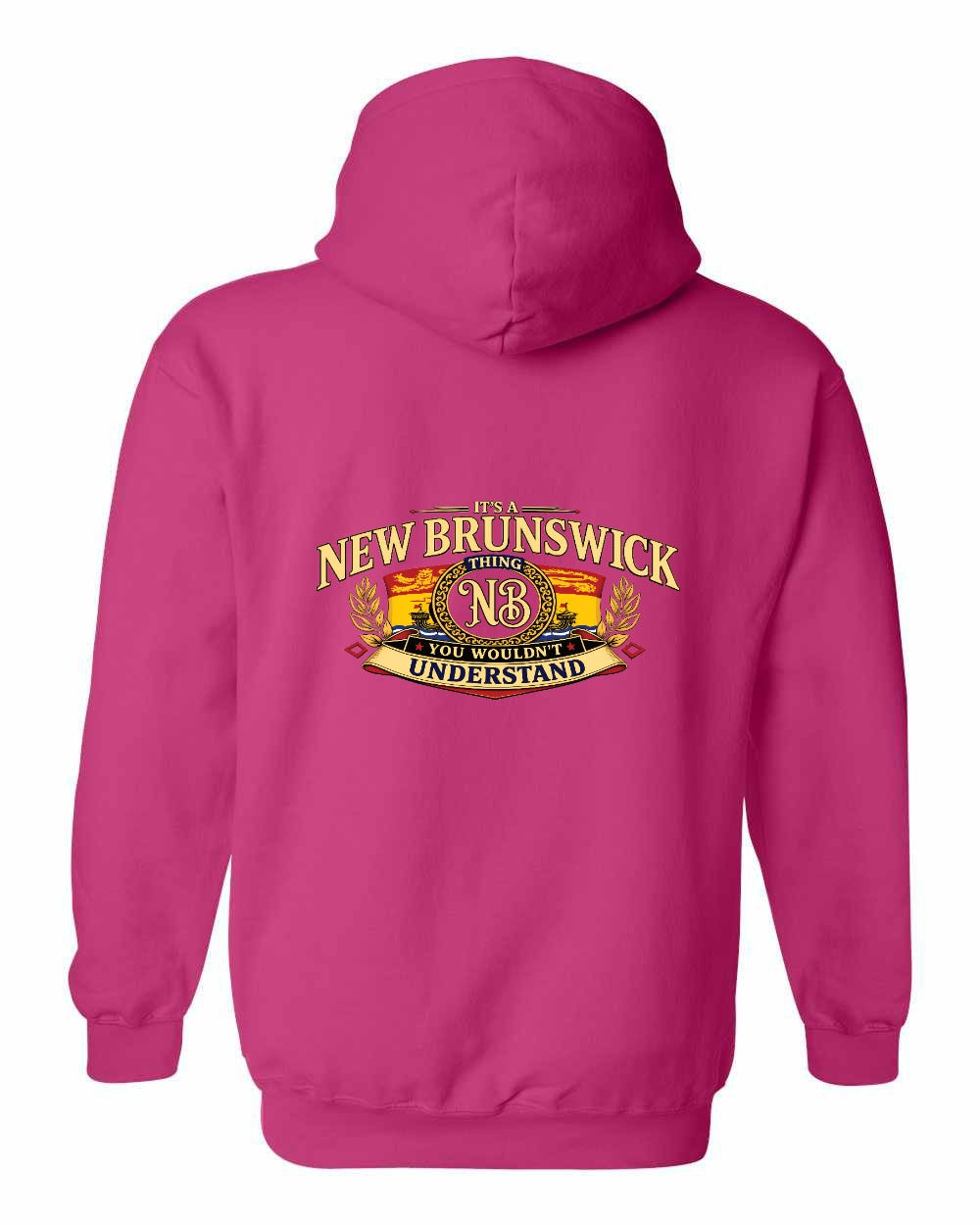 Nb Understand Left Chest and Back Pullover Hoodie in Heliconia Pink - back