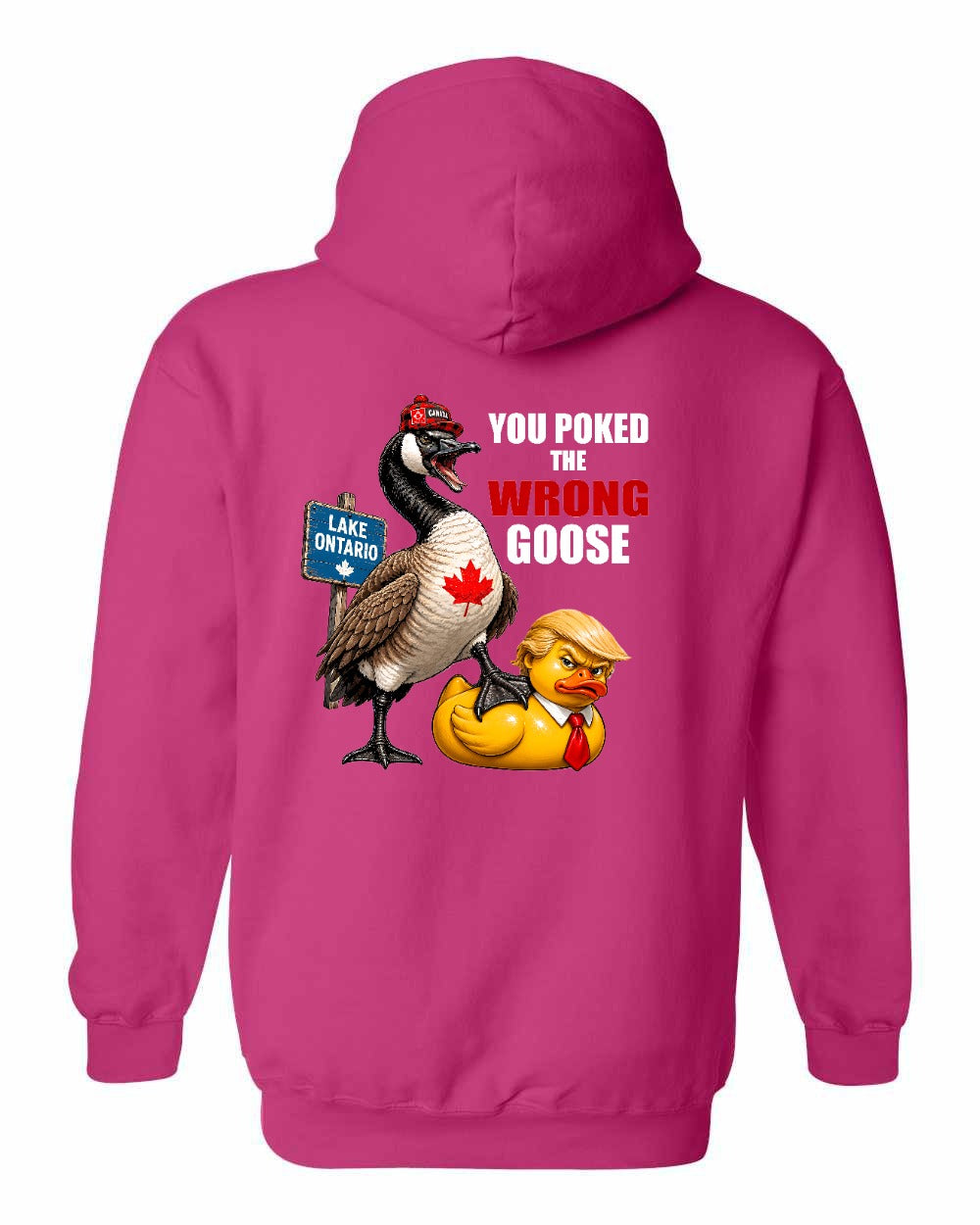 Poked the Wrong Goose Left Chest and Back Pullover Hoodie in Pink - back
