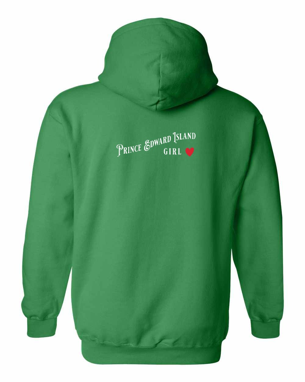 PEI Girl red heart Left Chest and Back Pullover Hoodie - Unisex