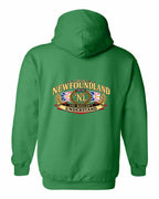 Newfoundland Thing Badge Left Chest and Back Pullover Hoodie in Irish Green - back